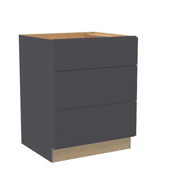 Hargrove 27 in. W x 24 in. D x 34.5 in. H Assembled Plywood Drawer Base Kitchen Cabinet in Valiant Onyx with Soft Close