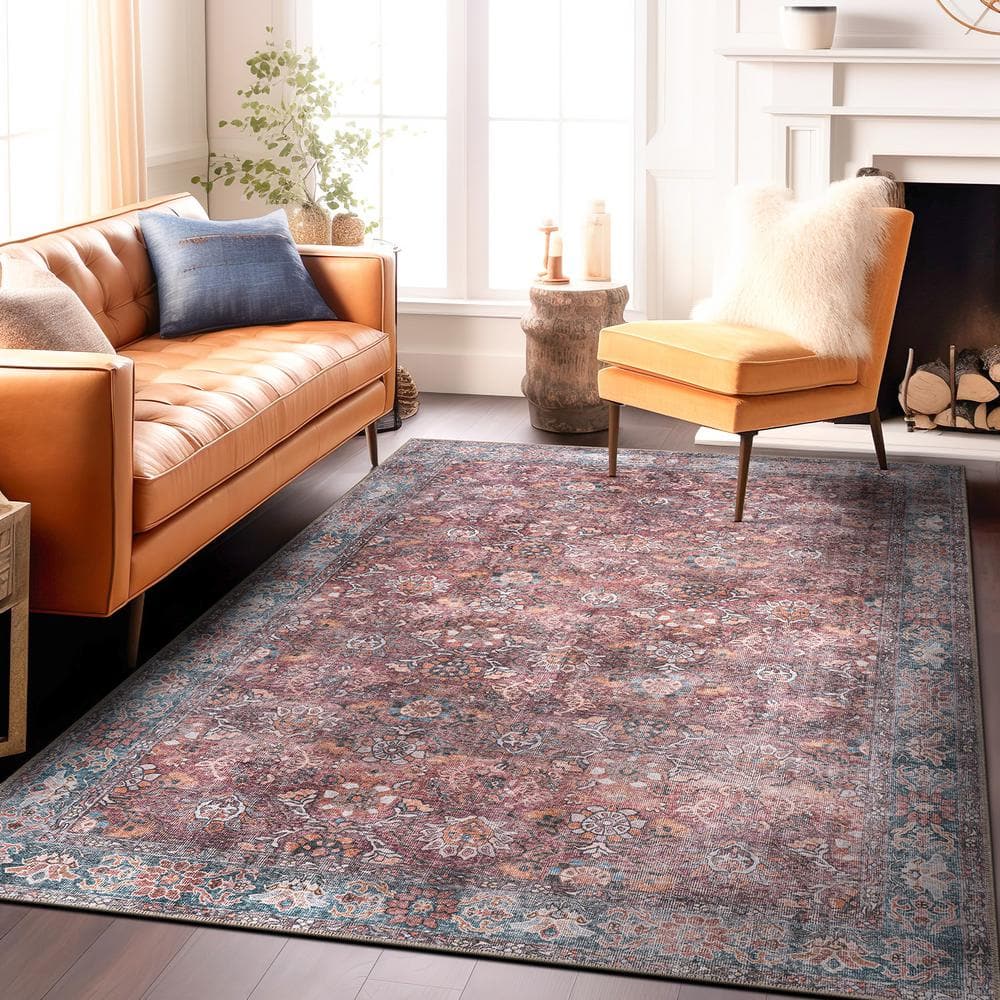 Multi-Color Flat Woven Washable Polyester Area Rug