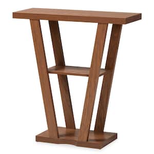Boone 31.1 in. Rectangle Walnut Brown Wood Console Table