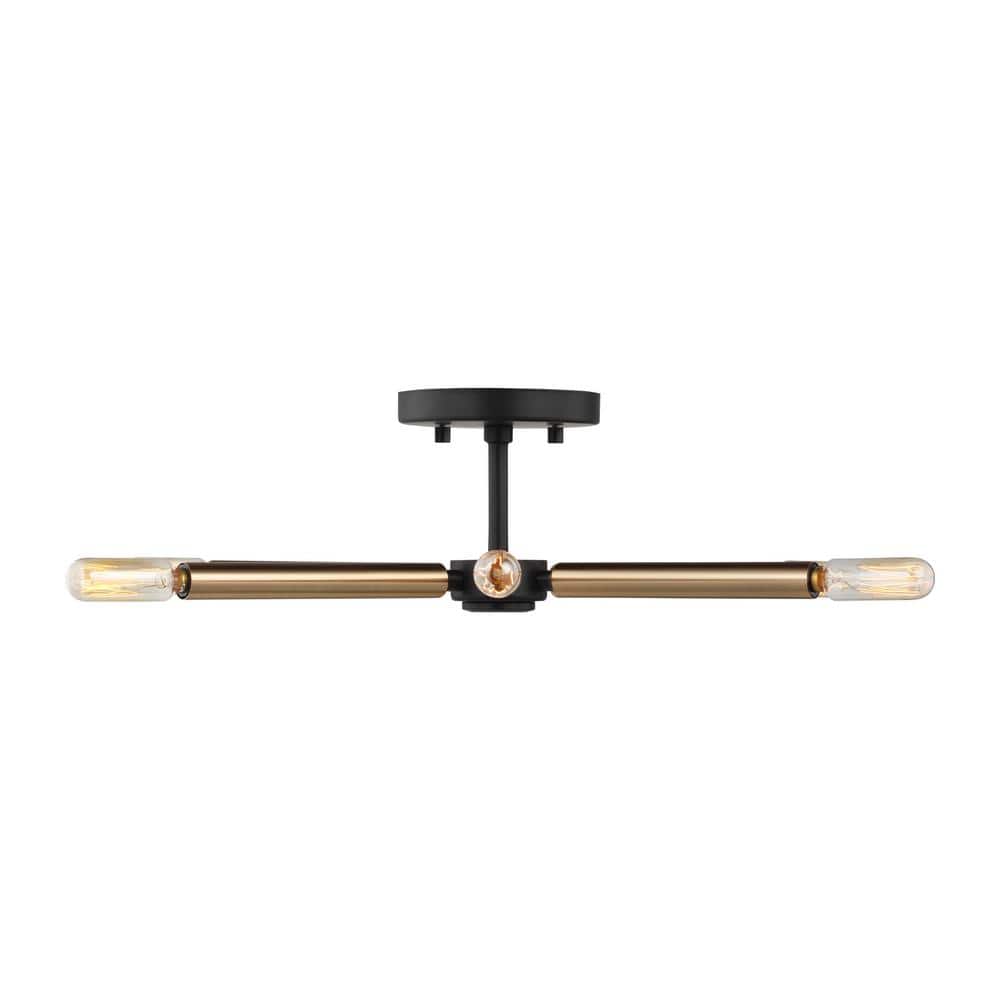 Nashville Modern Midnight Black 22" LED Semi-Flush Mount Light