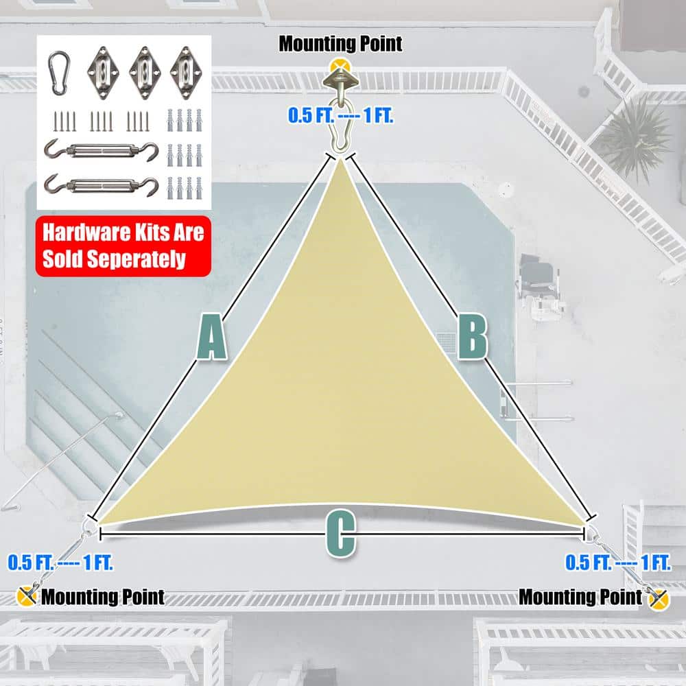 Sand Beige 22' Triangle Sun Shade Sail Canopy