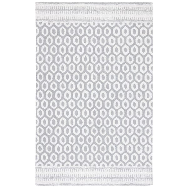 Capri 6 ft. x 9 ft. Ivory/Gray Border Lattice Area Rug