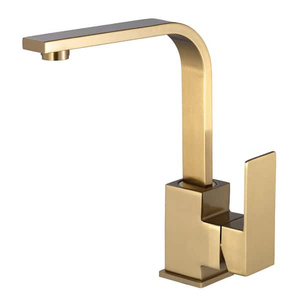 IVIGA Stainless Steel Single Handle Bar Faucet with Swivel Spout, 2-Aerators and Supply Lines in Gold