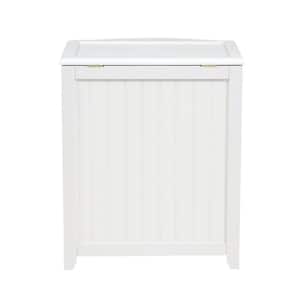 White Wainscot Style Bowed Front Laundry Hamper