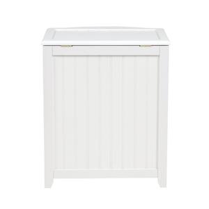 White Wainscot Style Bowed Front Laundry Hamper