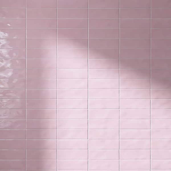 MOLOVO Borgo Subway Pink 2.6 in. X 7.9 in. Polished Porcelain Floor and Wall Tile (7.54 sq. ft./Case)