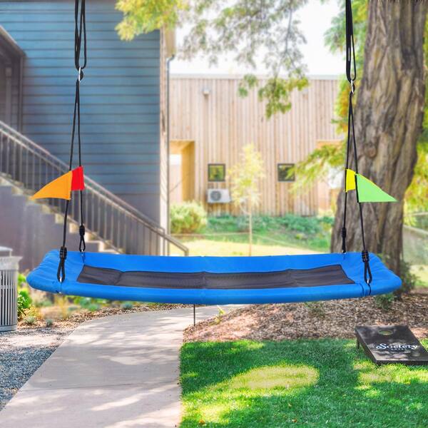 Details about    Platform Tree Swing 60inch Kids Adults Outdoor Large Flying Swings Seat Blue 