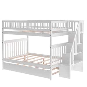 Amelia White Wood Frame Full Platform Bed with Trundle