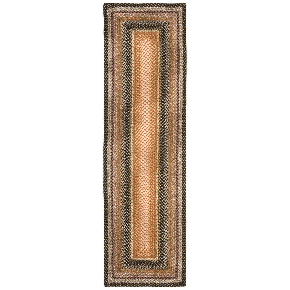 SAFAVIEH Braided Multi Machine 2 ft. x 22 ft. Machine Washable Border ...
