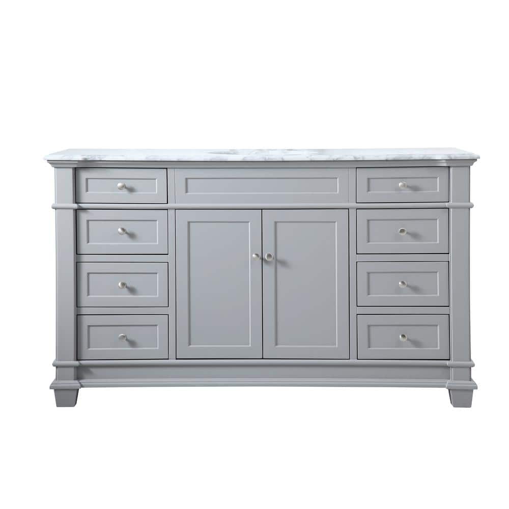 Timeless Home 60 in. W x 21.5 in.D x 35 in.H Single Bath Vanity in Grey wit