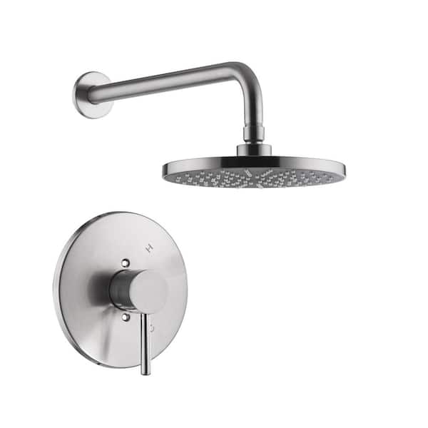Ultra Faucets Kree Single Handle 1-Spray Shower Faucet 1.8 GPM with Pressure Balance, Anti Scald in Brushed Nickel (Valve Included)
