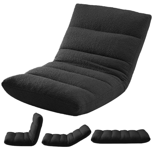 Black Adjustable Floor Chair Folding Lazy Gaming Sofa Chair QD