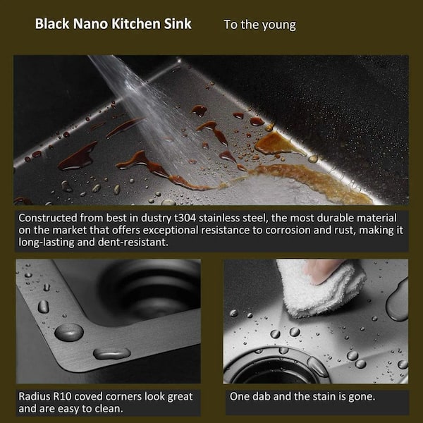 18 in. Drop-In/Topmount Single Bowl 16-Gauge Gloss Black Stainless Steel Kitchen Sink with Bottom Grids