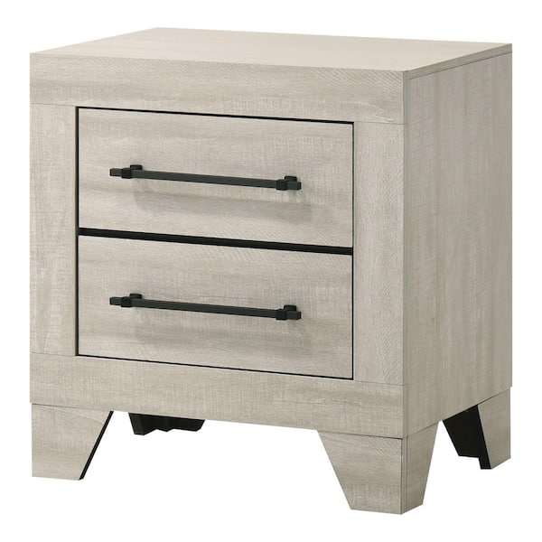 Furniture of America Soun Light Gray 2-Drawer 21.5 in. W Nightstand with English Dovetail and Linear Metal Handles