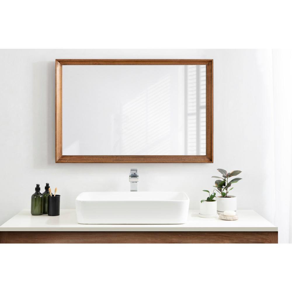 Rustic Brown Rectangular Wooden Wall Mirror 24" x 36"