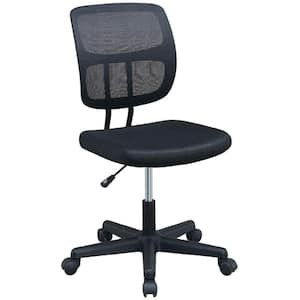 Black Metal Office Chair with Curved Mesh Back and Adjustable Height
