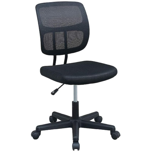Benjara Black Metal Office Chair with Curved Mesh Back and Adjustable Height