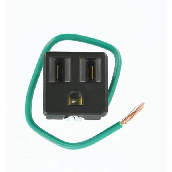Leviton 15 Amp 125 V Snap-In Single Outlet/Receptacle, w/ Leads, Black (1-Pack) 1374-500