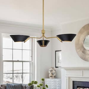 Cadence 3-Light Contemporary Black and Gold Chandelier