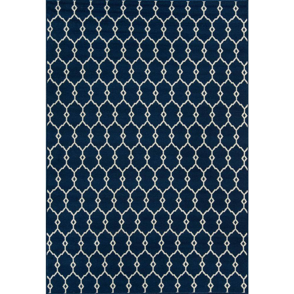 Navy Trellis Luxe All-Weather Indoor/Outdoor Rectangular Rug