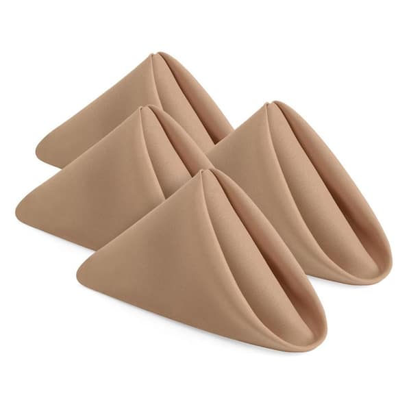 24 Pack Cloth Napkins 17 in. W x 17 in. H, 100% Polyester Hemmed Edges, Washable and Reusable Ideal for Parties in Beige