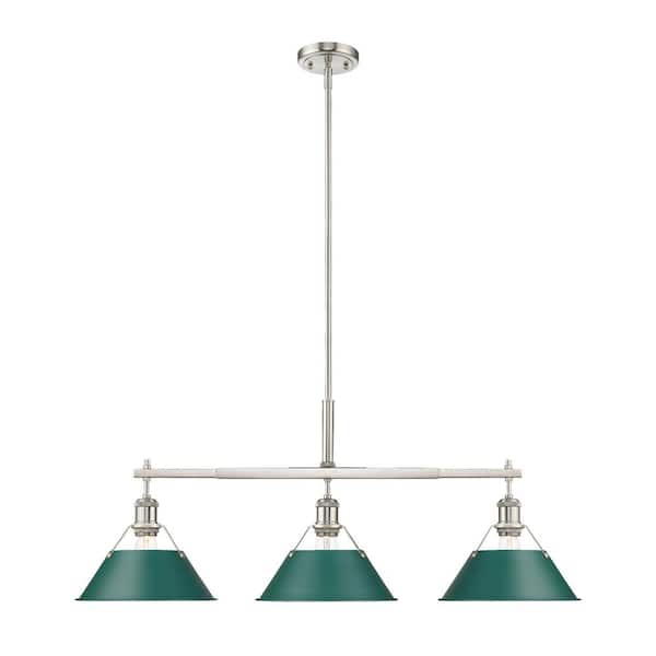 Orwell 100-Watt 3-Lights Pewter Island Pendant Light with Metal Shade, No Bulbs Included