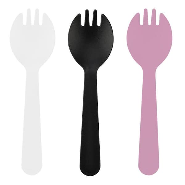 Pink Disposable Plastic Spork Individually Packaged Disposable Tableware for Dessert Cake Ice Cream 100 Per Case