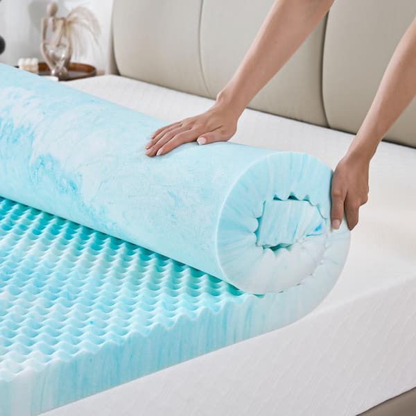 Memory Foam Cooling Gel Swirl Infused Bed Topper for Back Pain