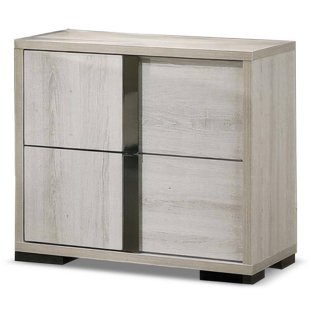 Ramensy Washed White 2-Drawer 23 in. W Nightstand