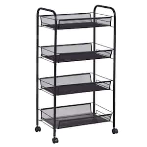 4-Shelf Steel Pantry Organizer with Shelf Dividers in Black