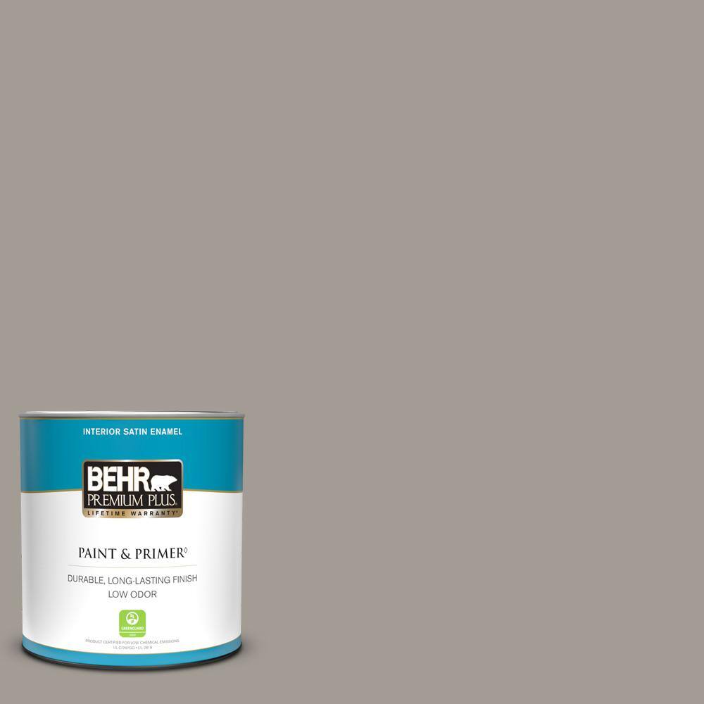 BEHR PREMIUM PLUS 1 Qt. #PPU18-15 Fashion Gray Satin Enamel Low Odor ...