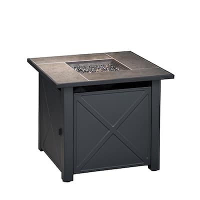 Russell 30 in. Square Metal Outdoor Tile Top Fire Pit Table