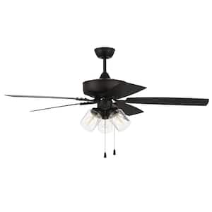 Outdoor Pro Plus-104 52 in. Indoor/Outdoor Dual Mount Flat Black Ceiling Fan with 3-Light LED Light Kit