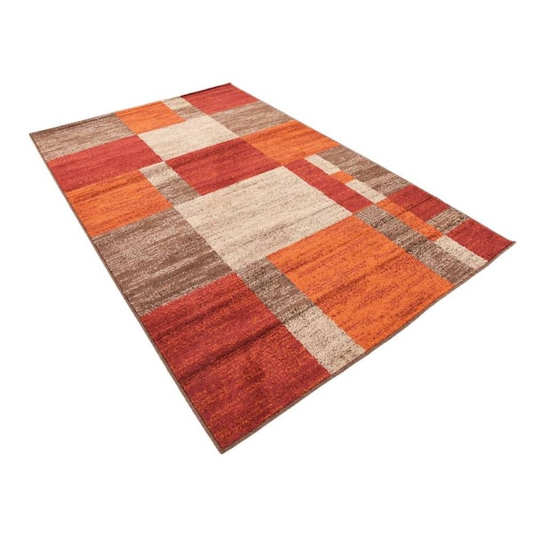 Wool area rug, 'Autumn Geometry' (2.5x4.5)