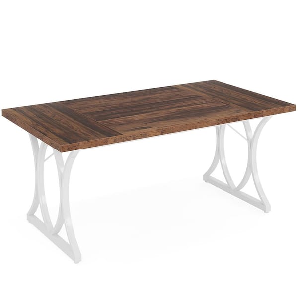 BYBLIGHT Moronia 62.9 in. Rectangular Brown and White Engineered Wood  Computer Desk BB-F1865JFCD - The Home Depot