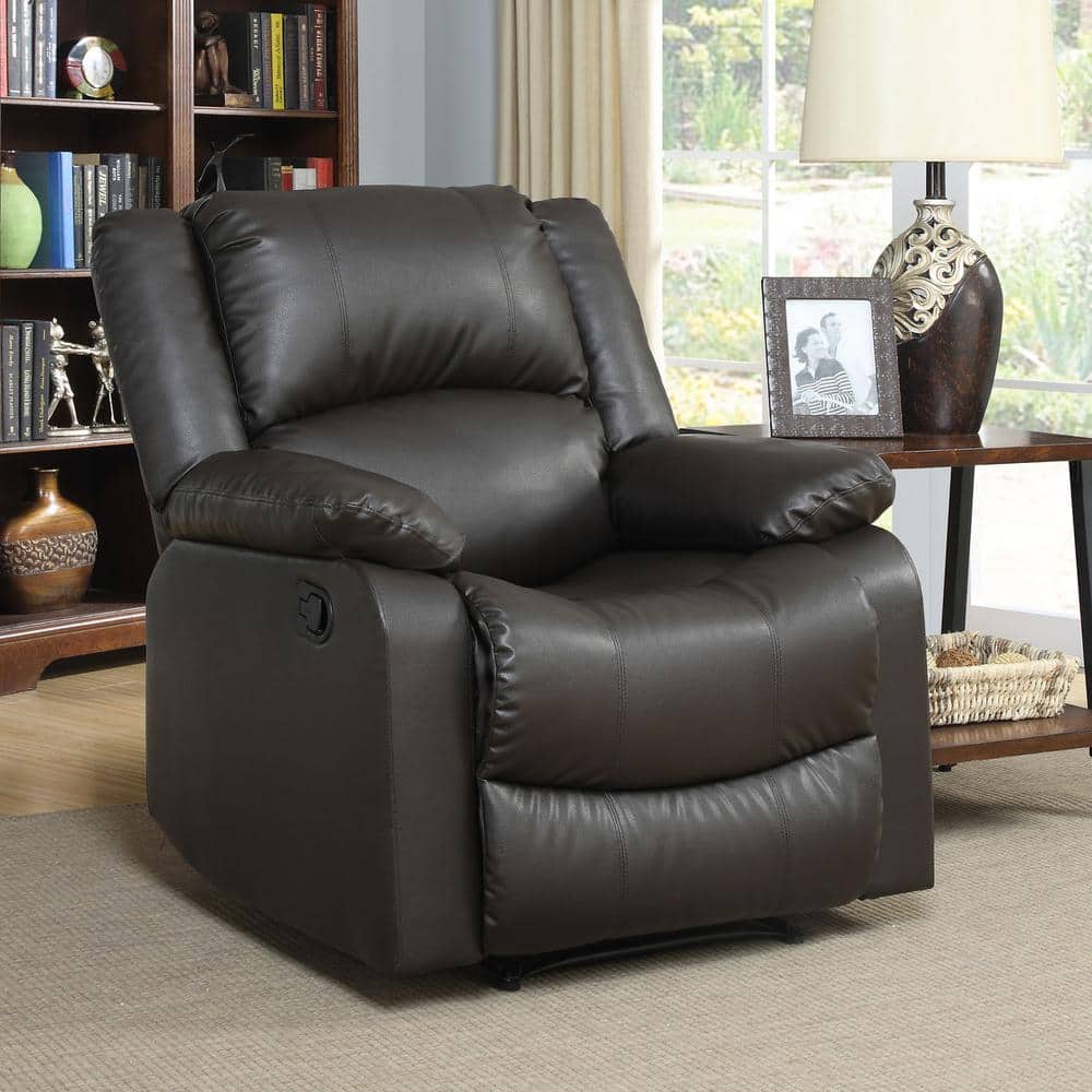 Relax A Lounger Preston 36 in. Width Big and Tall Java Faux Leather 1 Position Recliner -  RR-PRK1CP3003