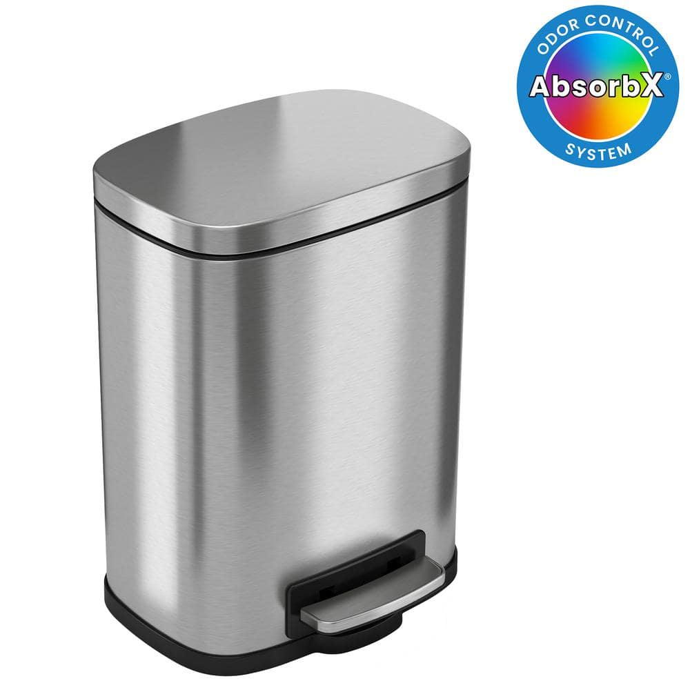 SoftStep 1.32 Gallon Brushed Stainless Steel Bathroom Trash Can