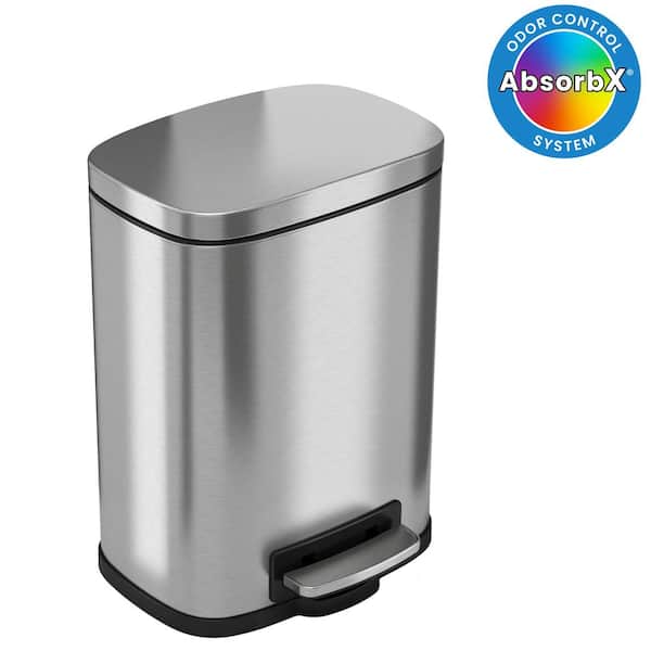 iTouchless SoftStep 1.32 Gal. Stainless Steel Step Trash Can, 5 Liter Pedal Bathroom Bin, with Removable Inner Bucket