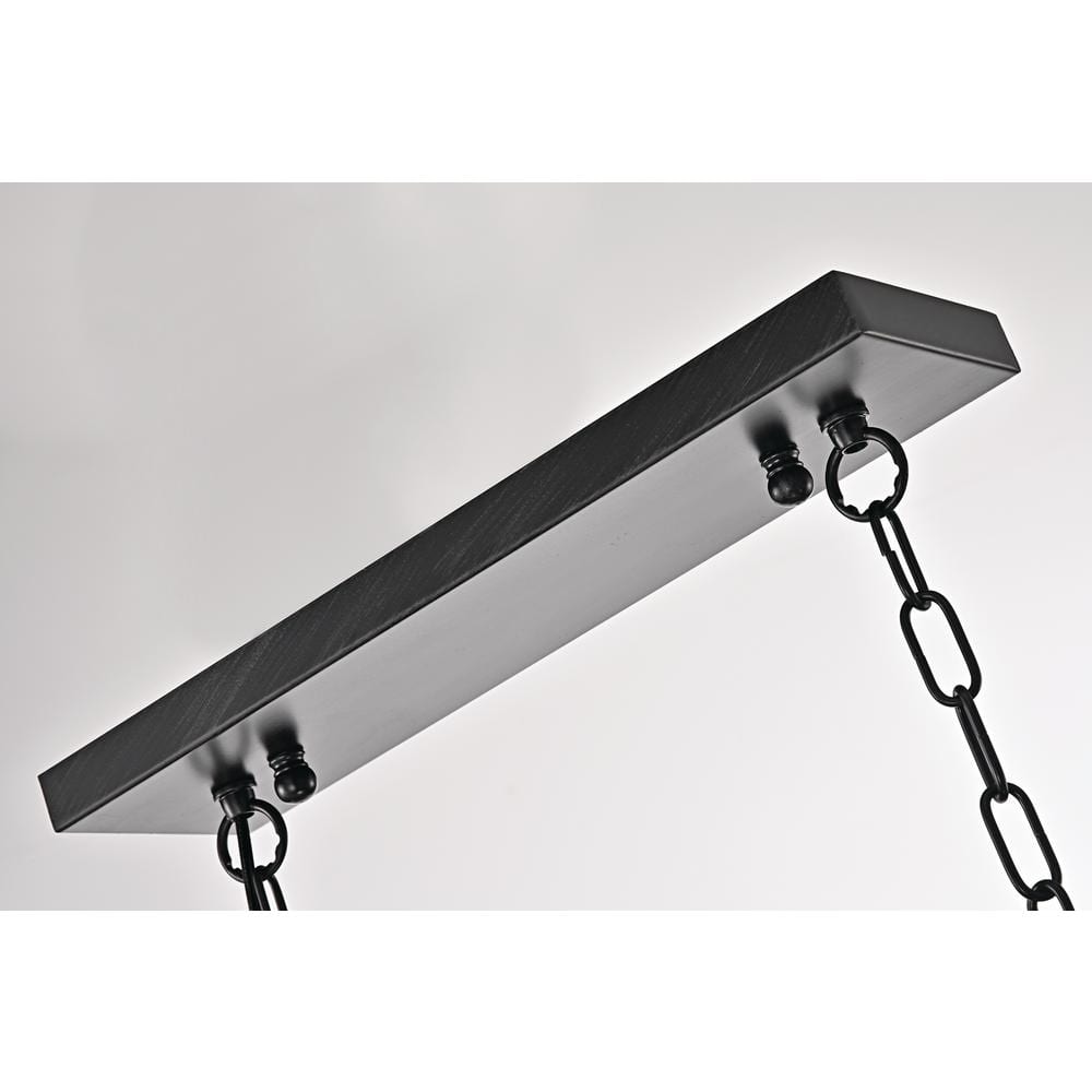 Walden Antique Black 4-Light Linear Kitchen Chandelier with Amber Glass