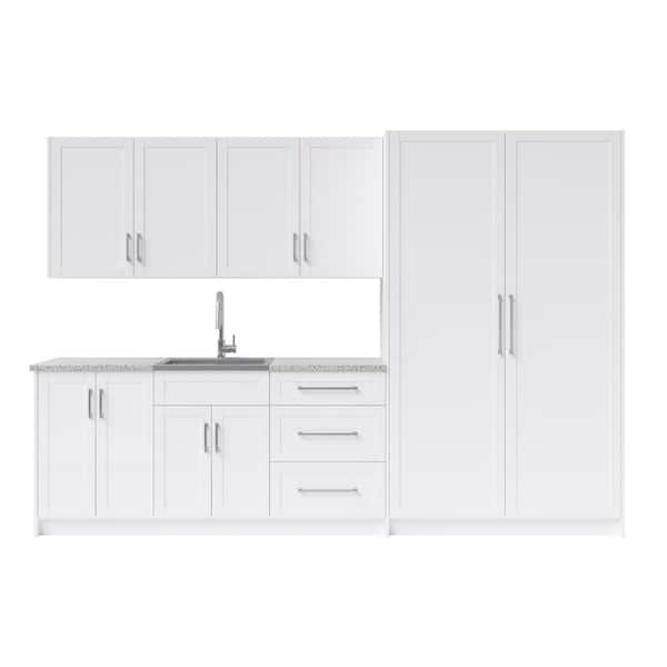 NewAge Products Home 11-Piece Kitchen Cabinet Set with Granite Countertops And Sink, White