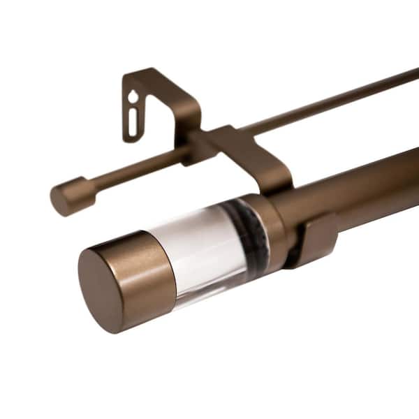 Best Home Fashion 66 in. - 120 in. Adjustable Metal Double Curtain Rod in Bronze with Acrylic Finial
