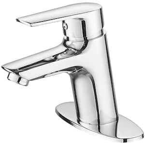 Single Hole Single-Handle Bathroom Faucet With Deck Plate in Polished Chrome