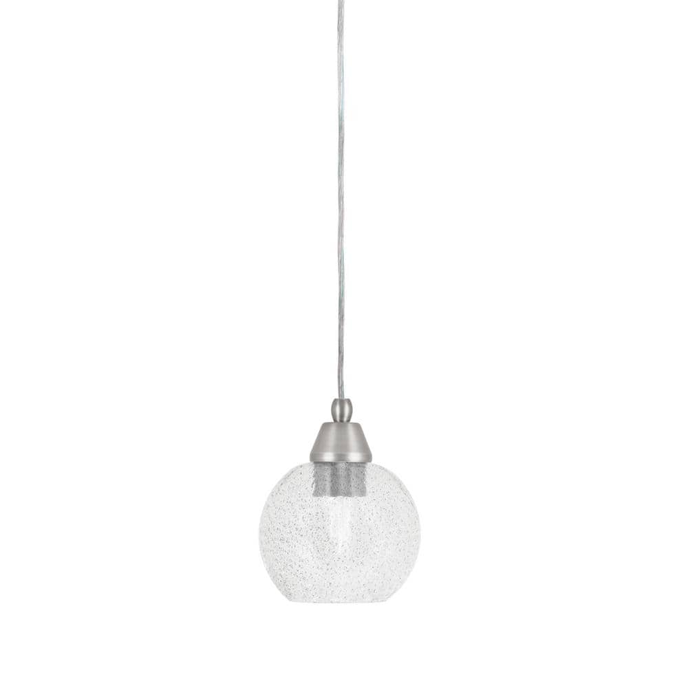 Bryson 5.75 in. 1-Light Brushed Nickel Cord Pendant Light with 5.75 in. Smo