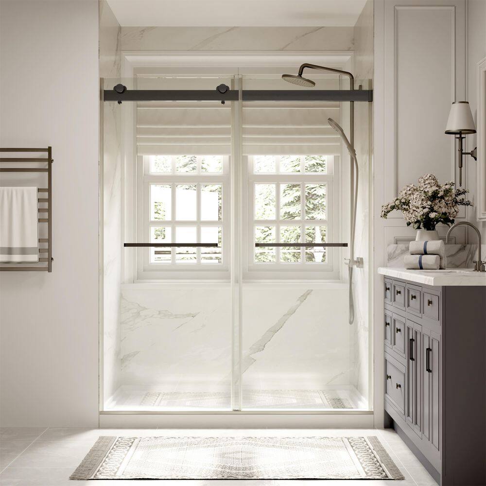 44-48 in. W x 74 in. H Sliding Frameless Bypass Shower Door with Soft Close System in Black with 5/16 in. Clear Glass price history on PriceWatchPro