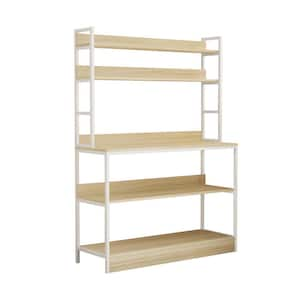 Little Tree Kitchen Bakers Rack with Storage, 43 inch Wide Large Kitchen Racks Shelves, 5-Tier Tall Bakers Rack Utility Kitchen Shelves Storage