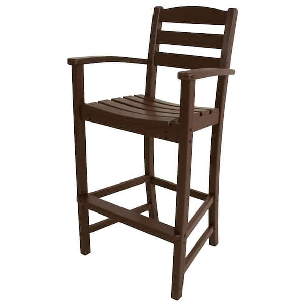 POLYWOOD La Casa Cafe Mahogany Plastic Outdoor Patio Bar Arm Chair