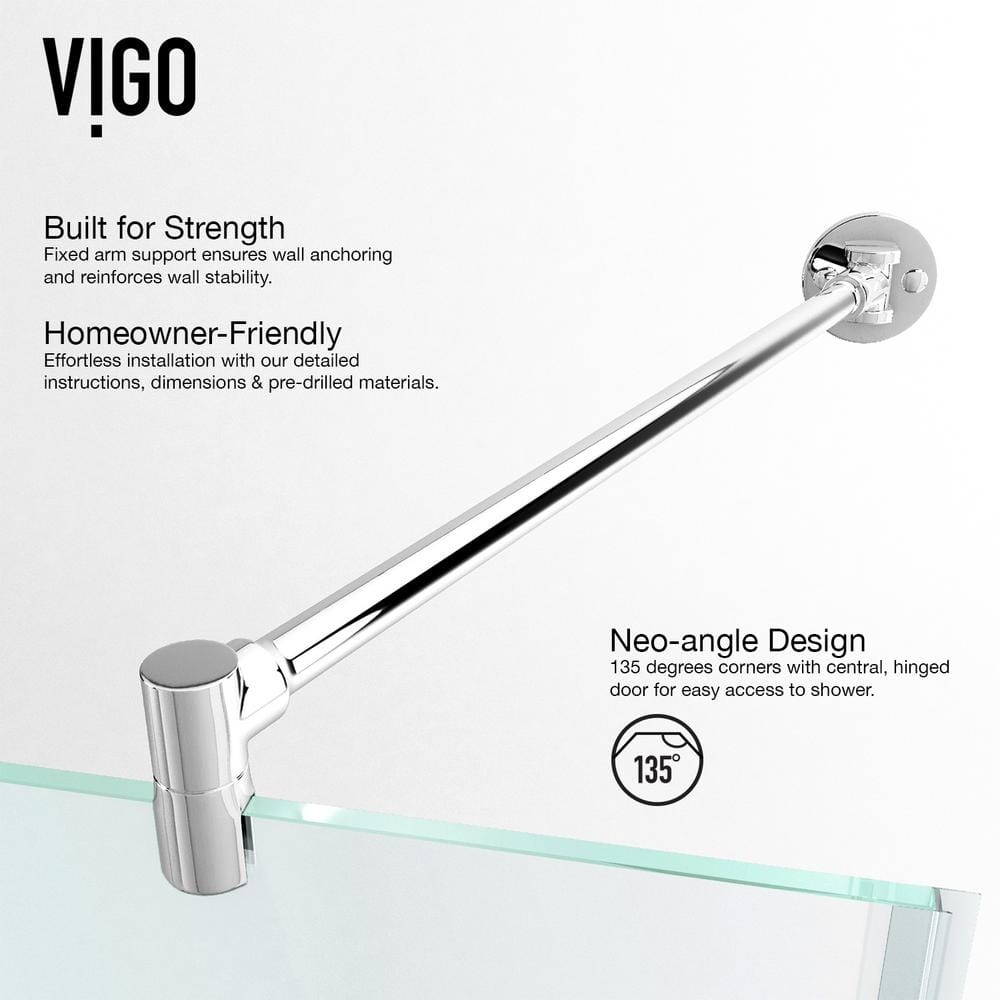Verona 42" Frameless Neo-Angle Shower Enclosure with Brushed Nickel Hardware