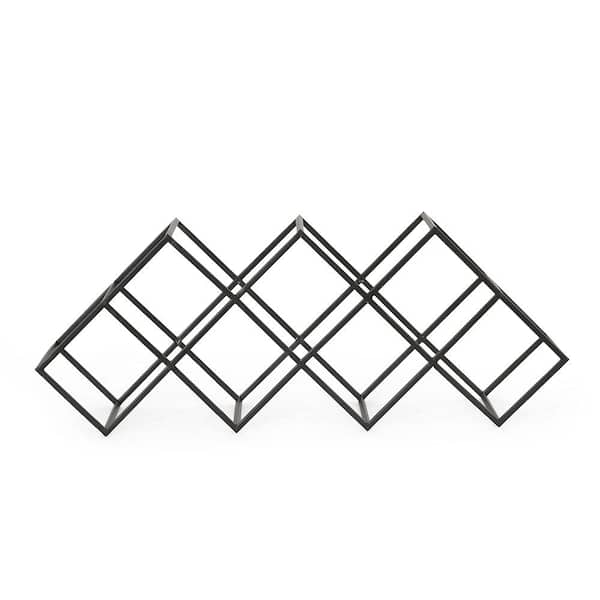 Aoibox 7-Bottle Holder Table Top Wine Rack Display in Black with Iron Frame, Geometric Design for Home, Kitchen