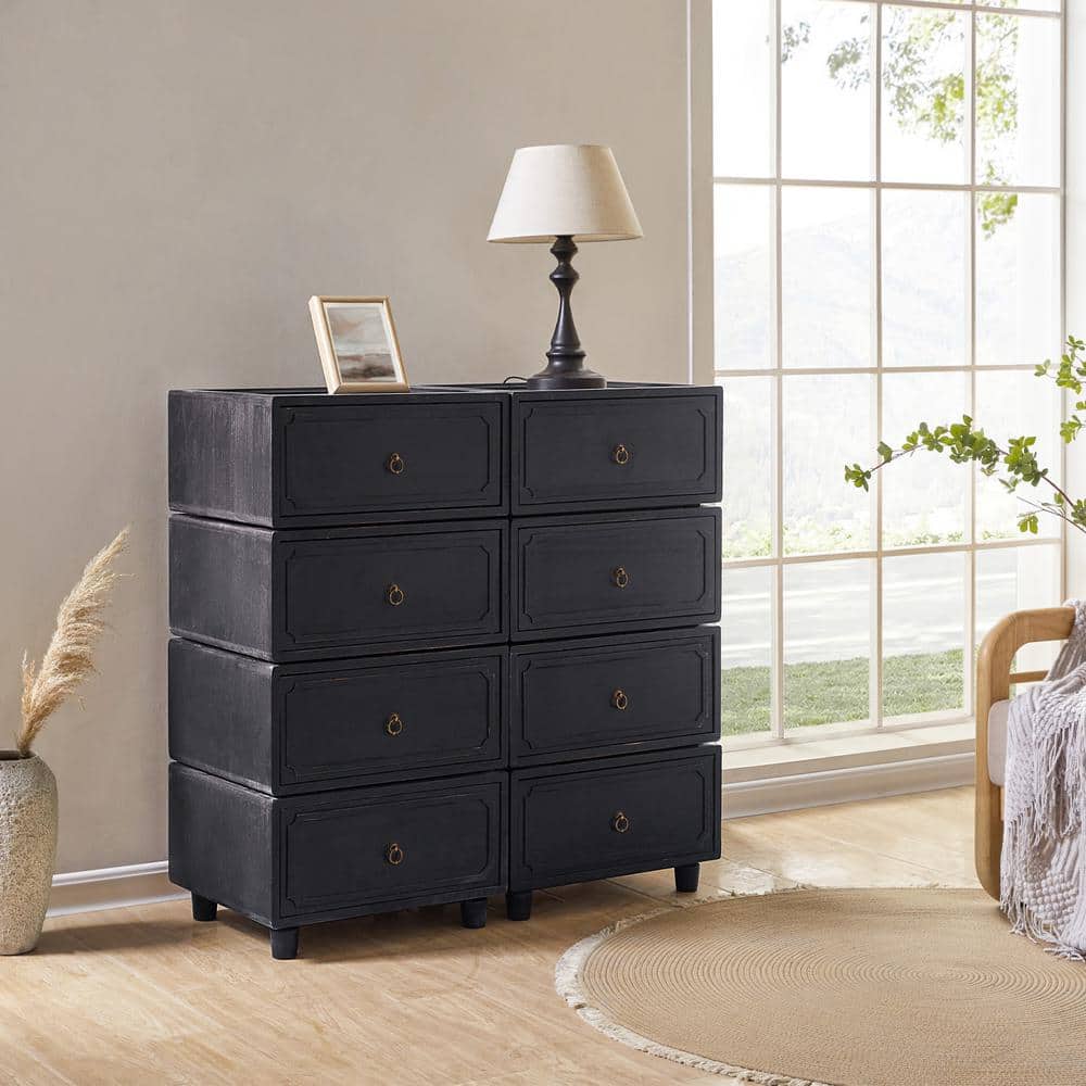 JAYDEN CREATION Geraint Black Transitional 8 - Drawer Nightstand
