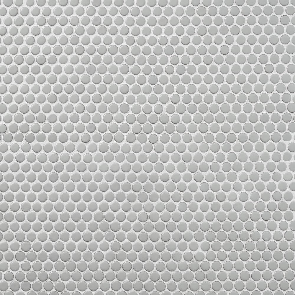 Gray Polished Ceramic Penny Round Mosaic Tile for Kitchen and Bathroom